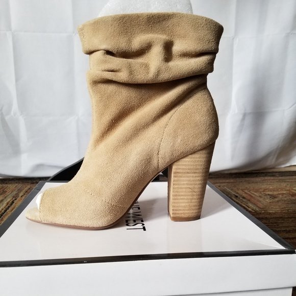 Nine West Suede Peep Toe  Booties - Picture 1 of 7